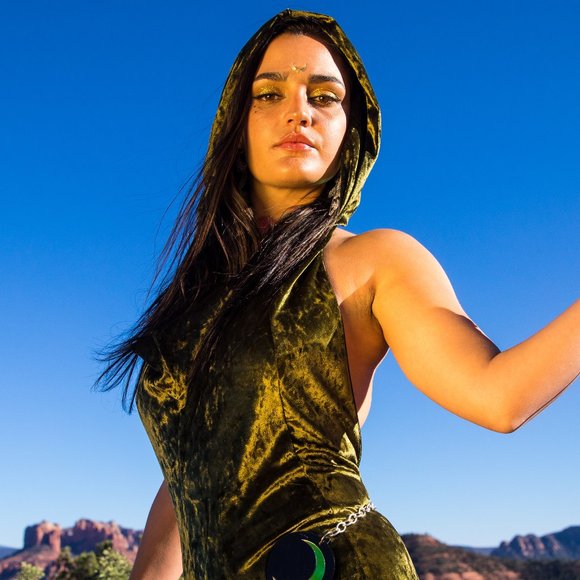 Emerald Green Velvet Hooded Jumpsuit - Warrior Within De… - Picture 3 of 6